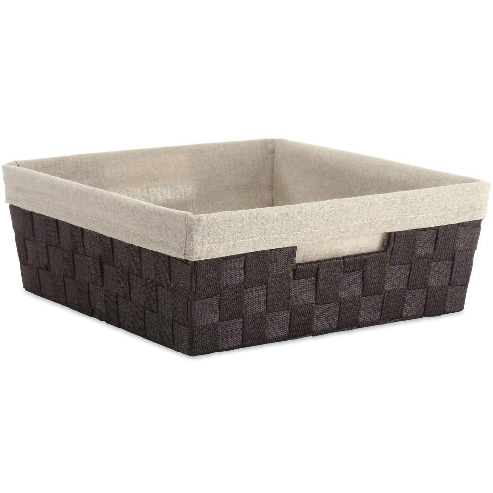 Whitmor espresso storage basket with removable liner ideal for closet or shelf organization