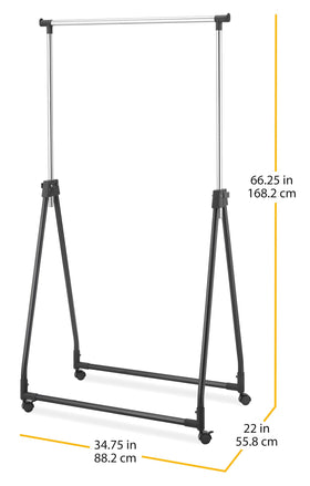 Whitmor dimensions 22 by 34.75 by 66.25 inches for roomy hanging