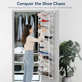 Whitmor heavy-duty metal frame provides durable storage for multiple pairs.