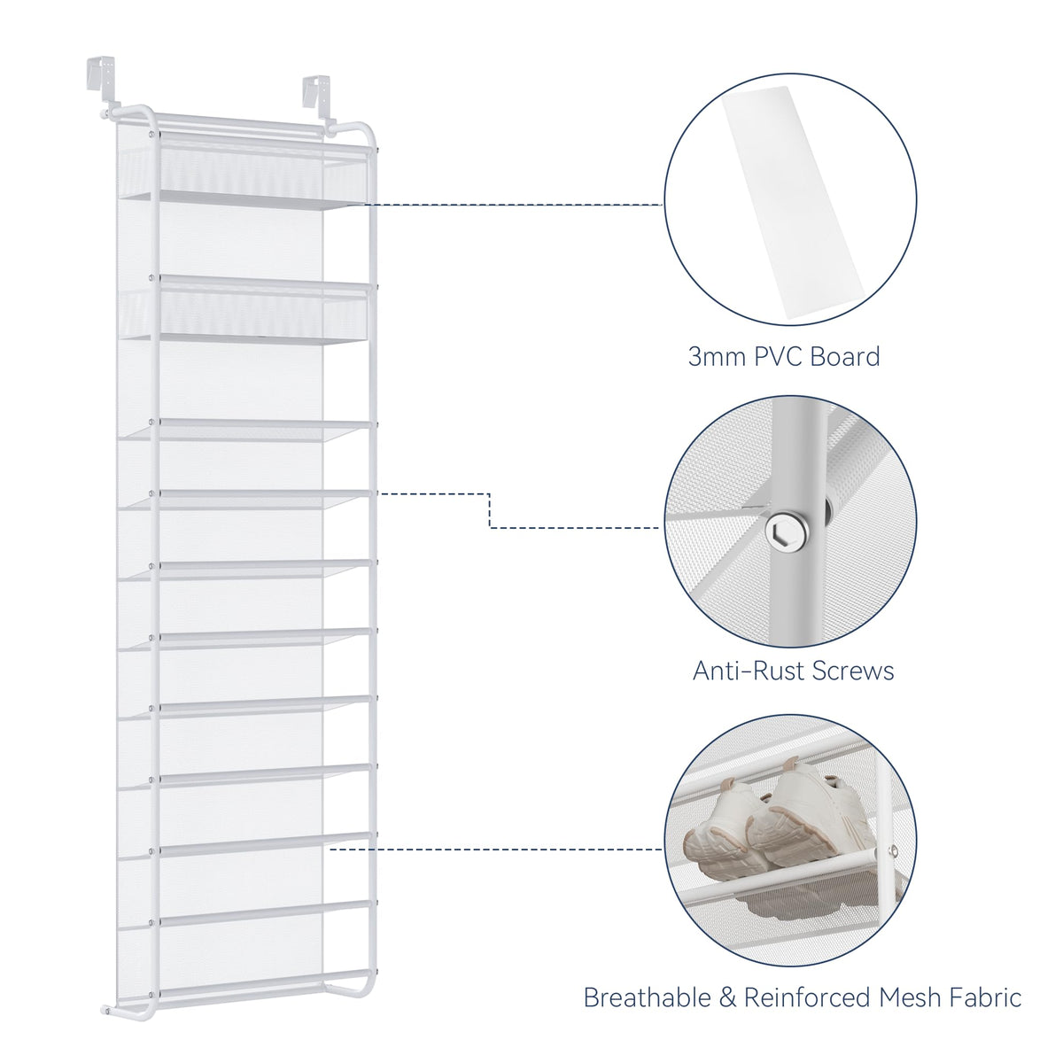 Whitmor mesh-back rack keeps doors safe from scuffs while keeping shoes visible