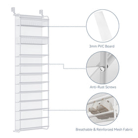 Whitmor mesh-back rack keeps doors safe from scuffs while keeping shoes visible