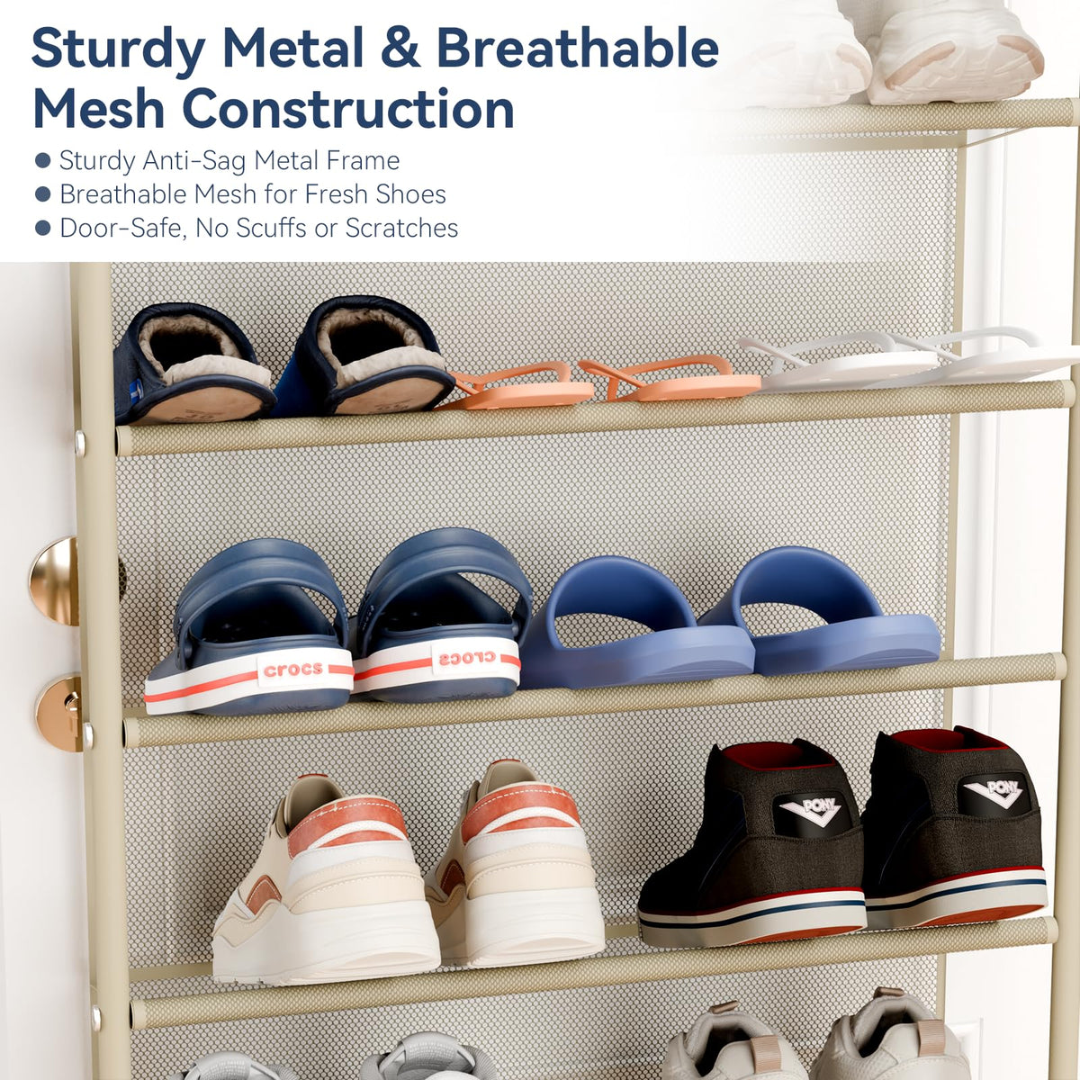 Whitmor multi-purpose door storage for hats and accessories.