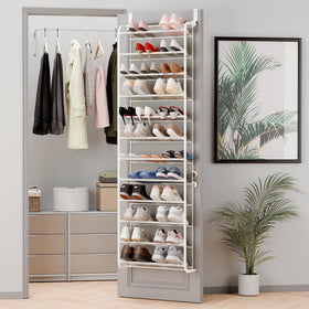 Whitmor over-the-door shoe organizer with 12 tiers for easy access.