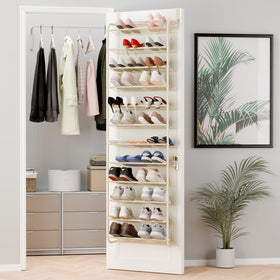 Whitmor over-the-door shoe organizer with 12 tiers holds 36 pairs