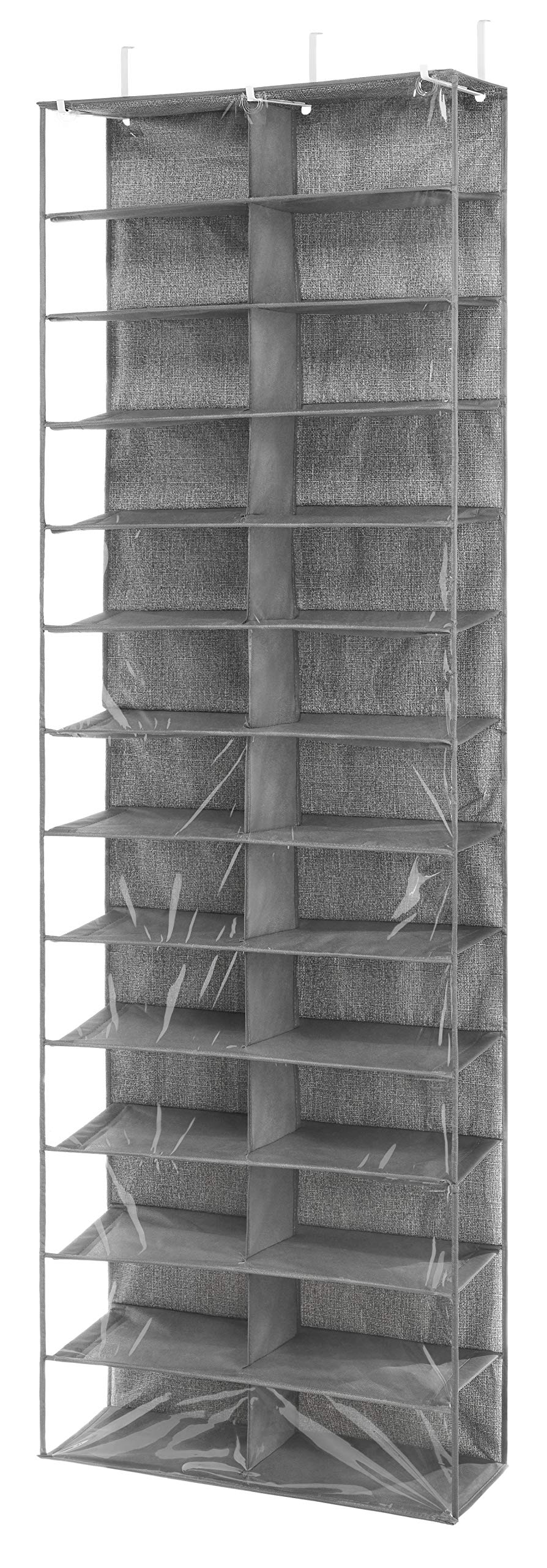 Whitmor over-the-door shoe shelves front view with 26 pockets for quick access to shoes