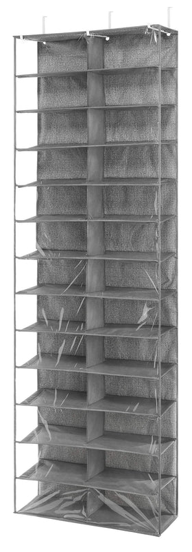 Whitmor over-the-door shoe shelves front view with 26 pockets for quick access to shoes