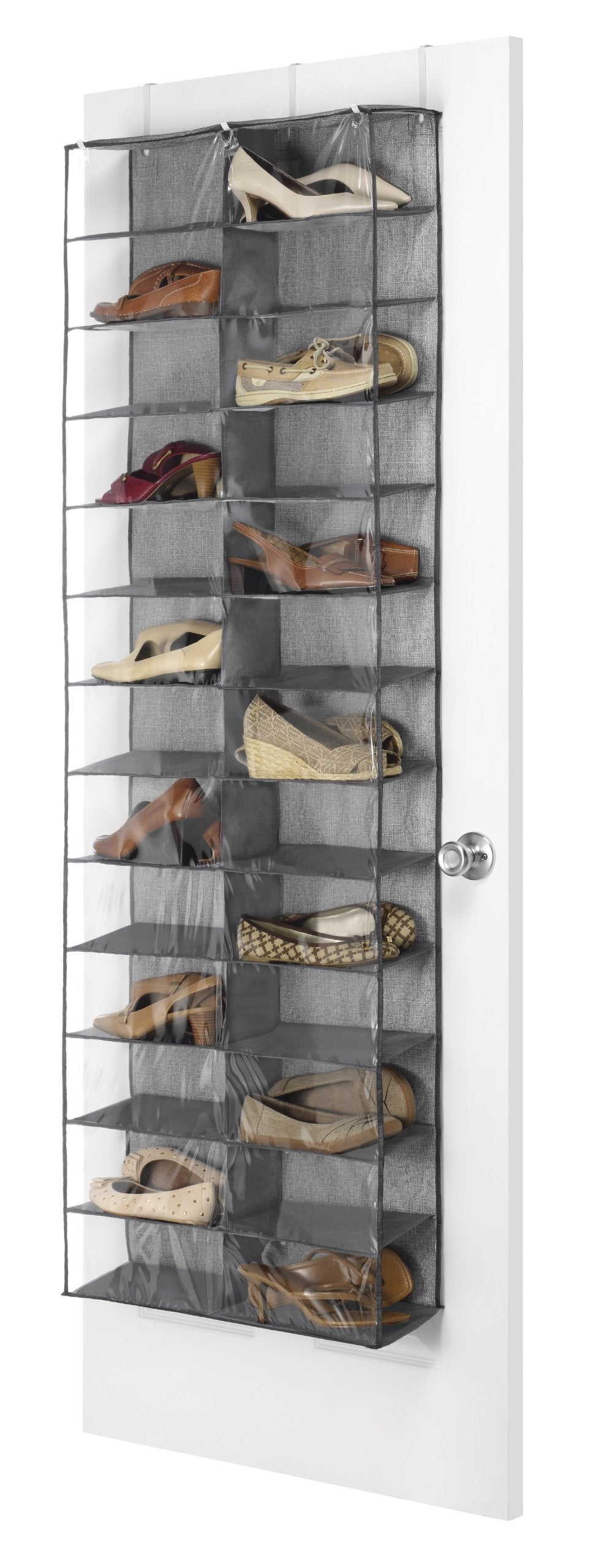 Whitmor over-the-door shoe shelves side view highlighting space-saving design