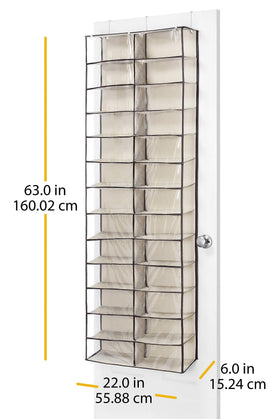 Whitmor Over the Door shelf installed on a standard door with included hooks.