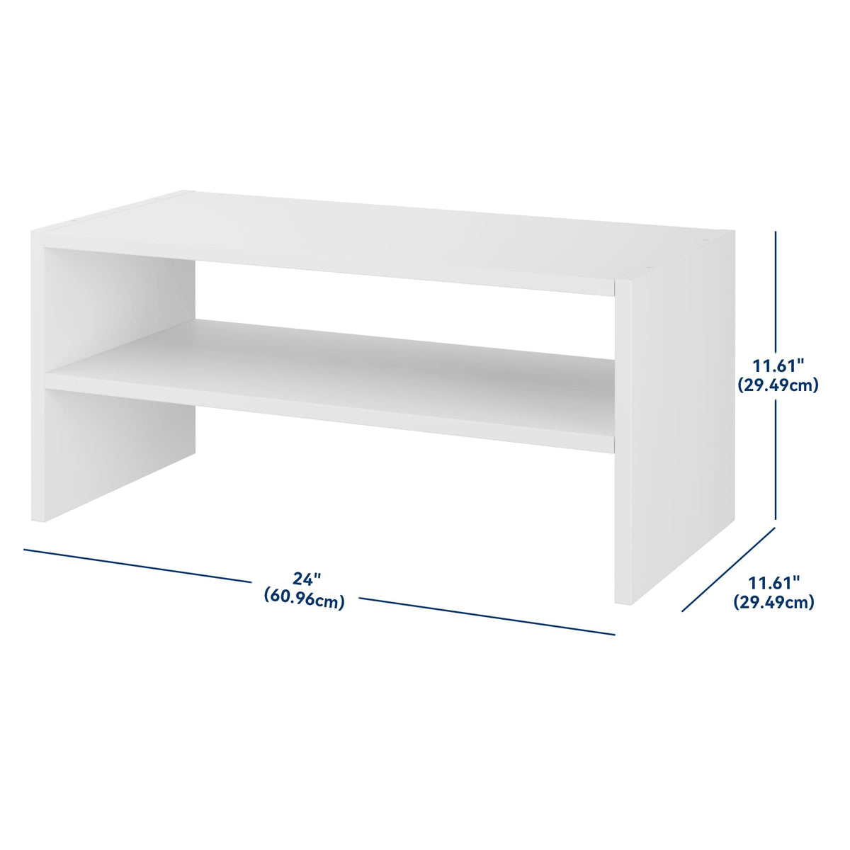 Whitmor wood storage rack ready for closet or hallway organization.