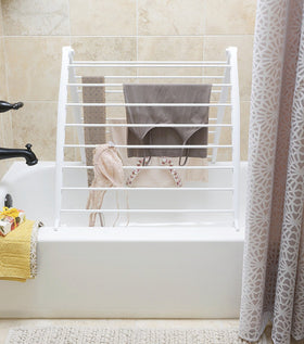 Whitmor Spacemaker drying rack showing no-tools assembly for quick setup