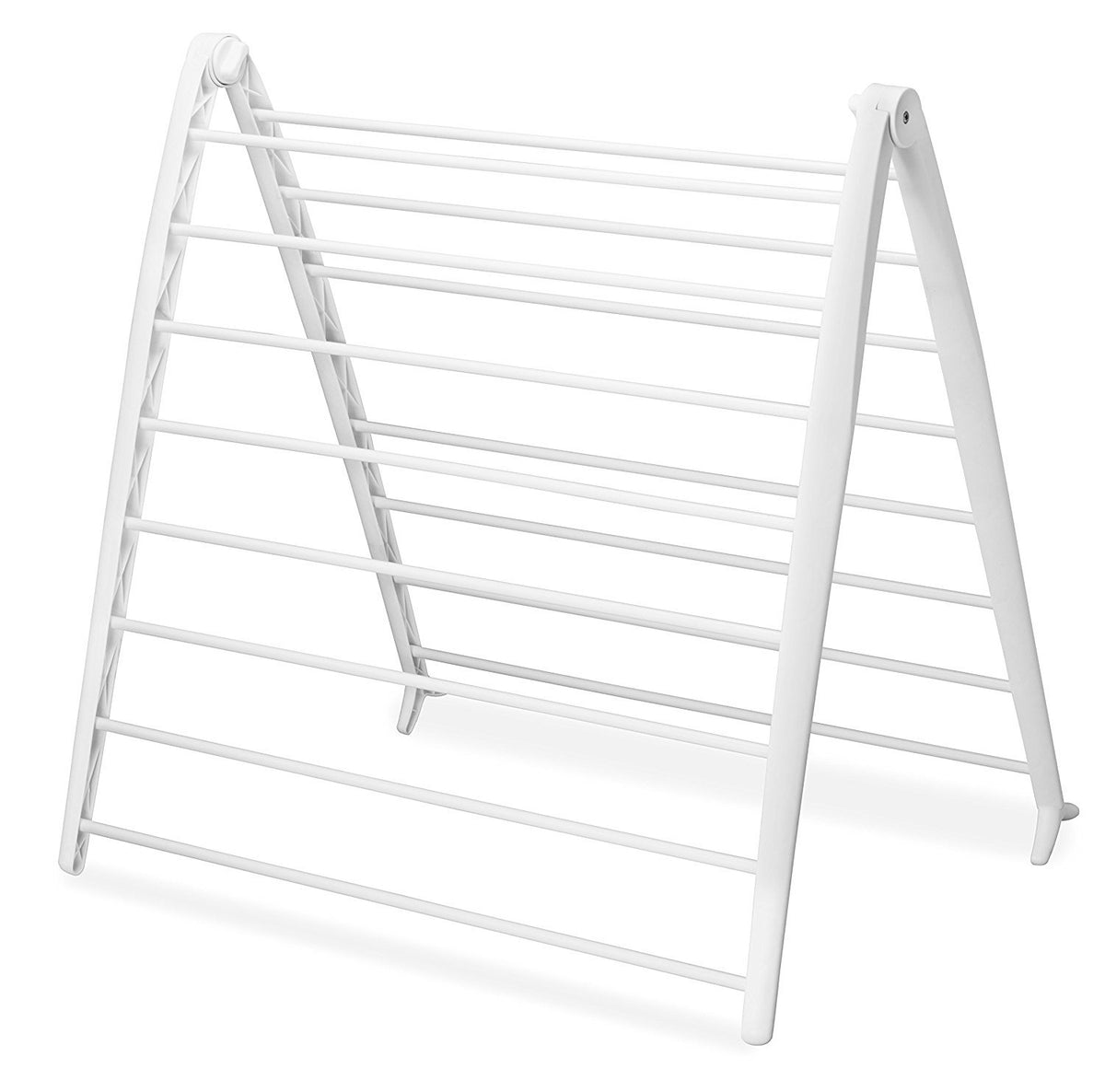 Whitmor Spacemaker drying rack folded flat for compact storage beside the washer