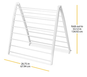 Whitmor Spacemaker drying rack in use air drying everyday clothes