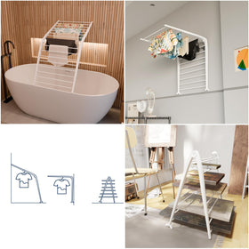 Whitmor Spacemaker-durable-resin-frame provides sturdy, rust-resistant laundry support.