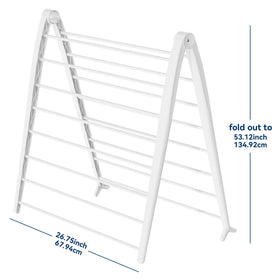 Whitmor Spacemaker lean-wall-design demonstrates wall-friendly drying in tight spaces.