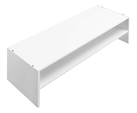 Whitmor white stackable rack ideal for homes, dorms, or small offices.