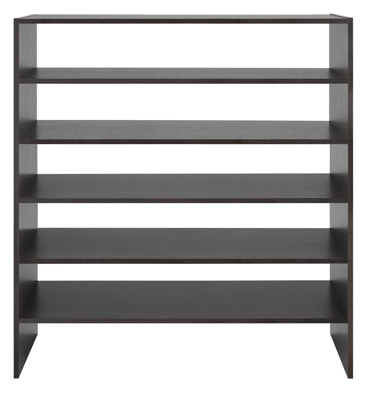 Whitmor stackable shoe shelf espresso finish complements modern decor.