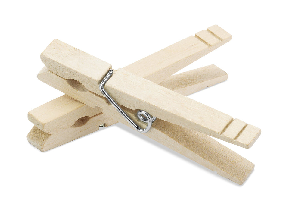 Whitmor wood natural clothespins in a 100-pack, ready for laundry and crafts.