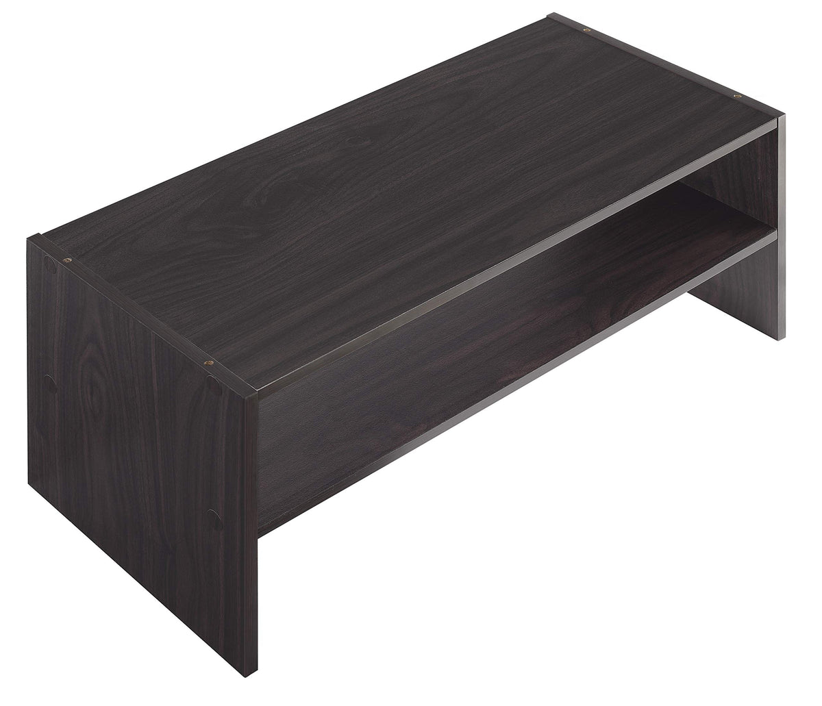 Whitmor espresso shoe rack in room demonstrates compact organization