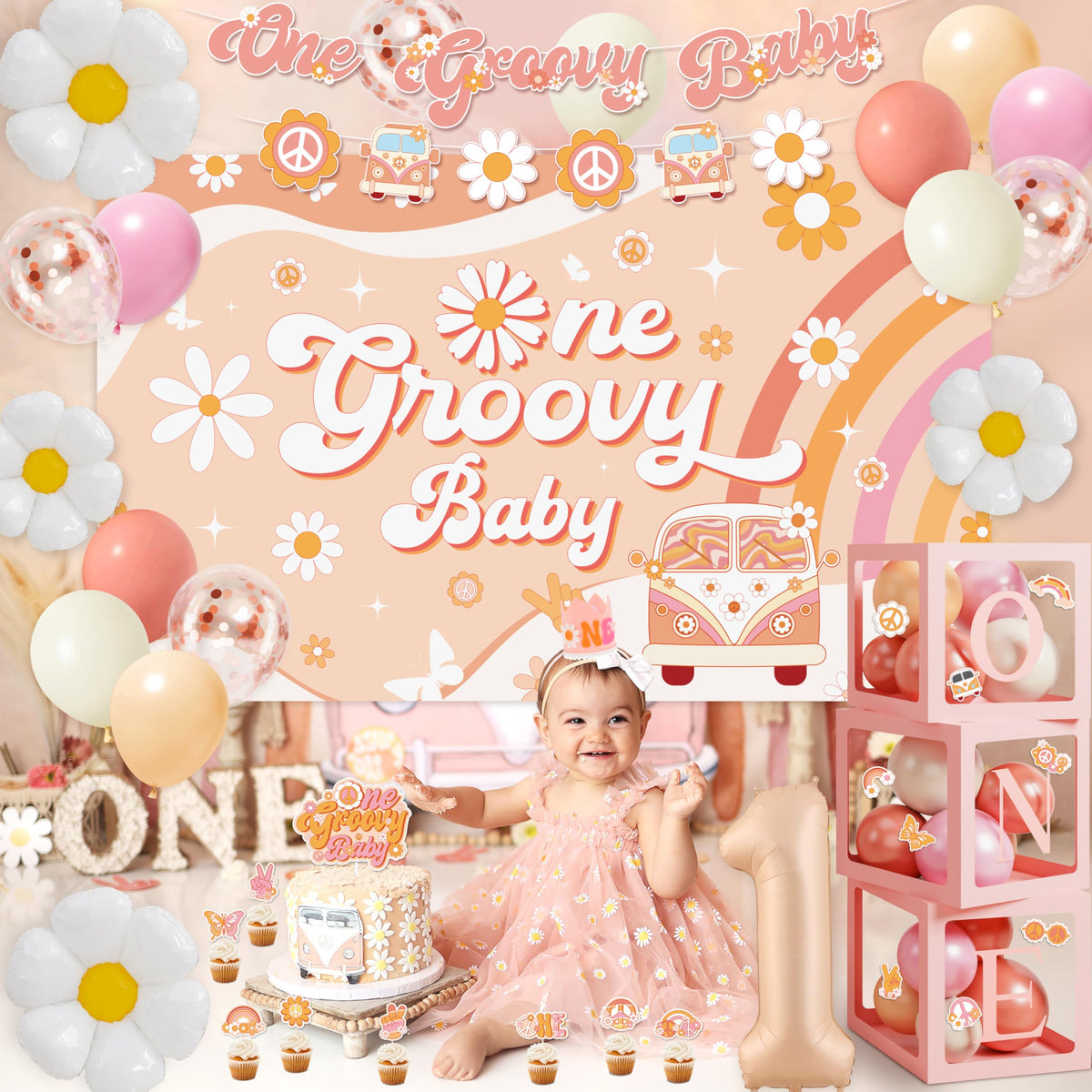 WHYMEO Groovy Crown and cake topper add cute finishing touches