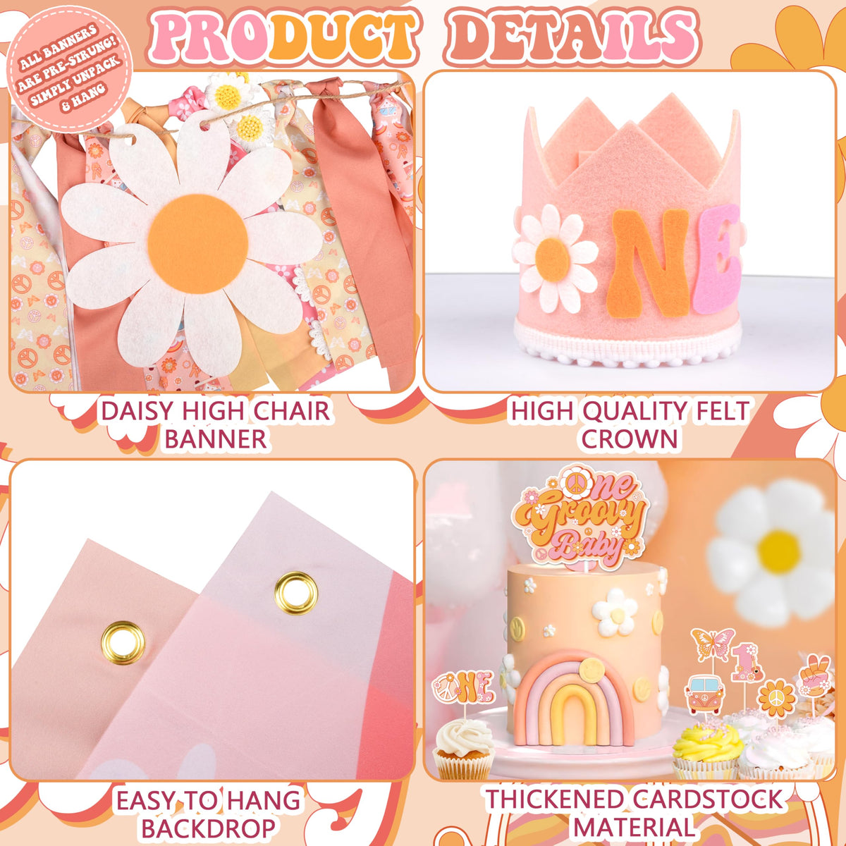 WHYMEO Groovy Daisy garland creates a whimsical hippie look