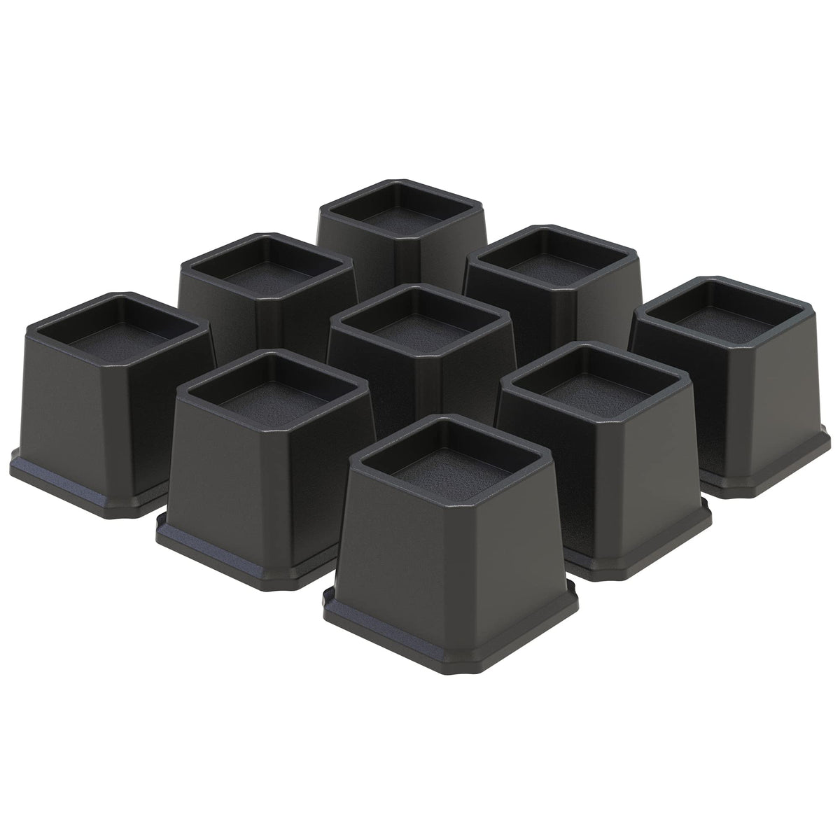 Whynonap risers shown under a bed demonstrating stable assembly