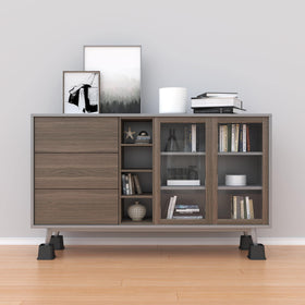 Whynonap risers create under-bed storage space in a bedroom