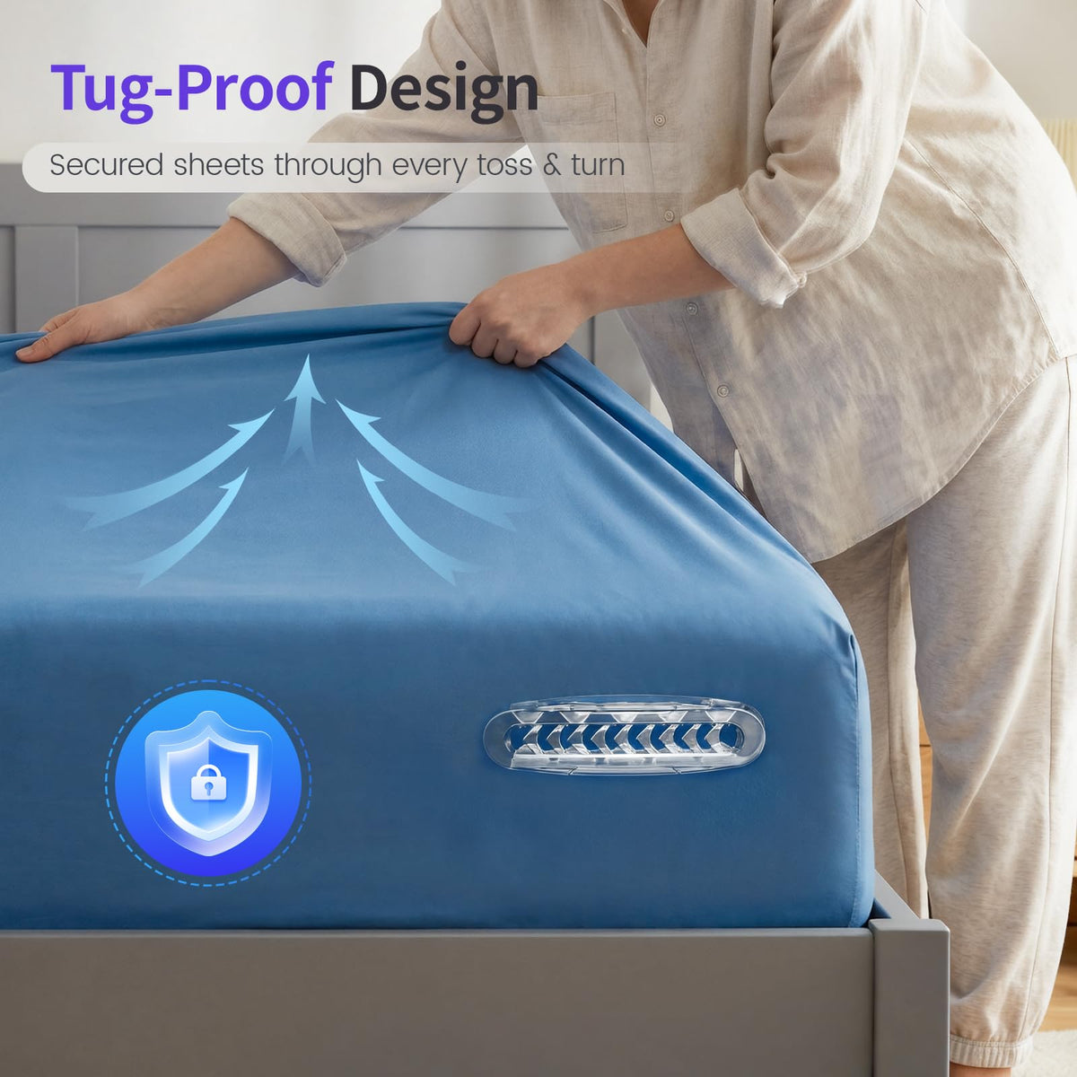 WIBWIDOCS white corner locks keep fitted sheets in place without snagging fabric