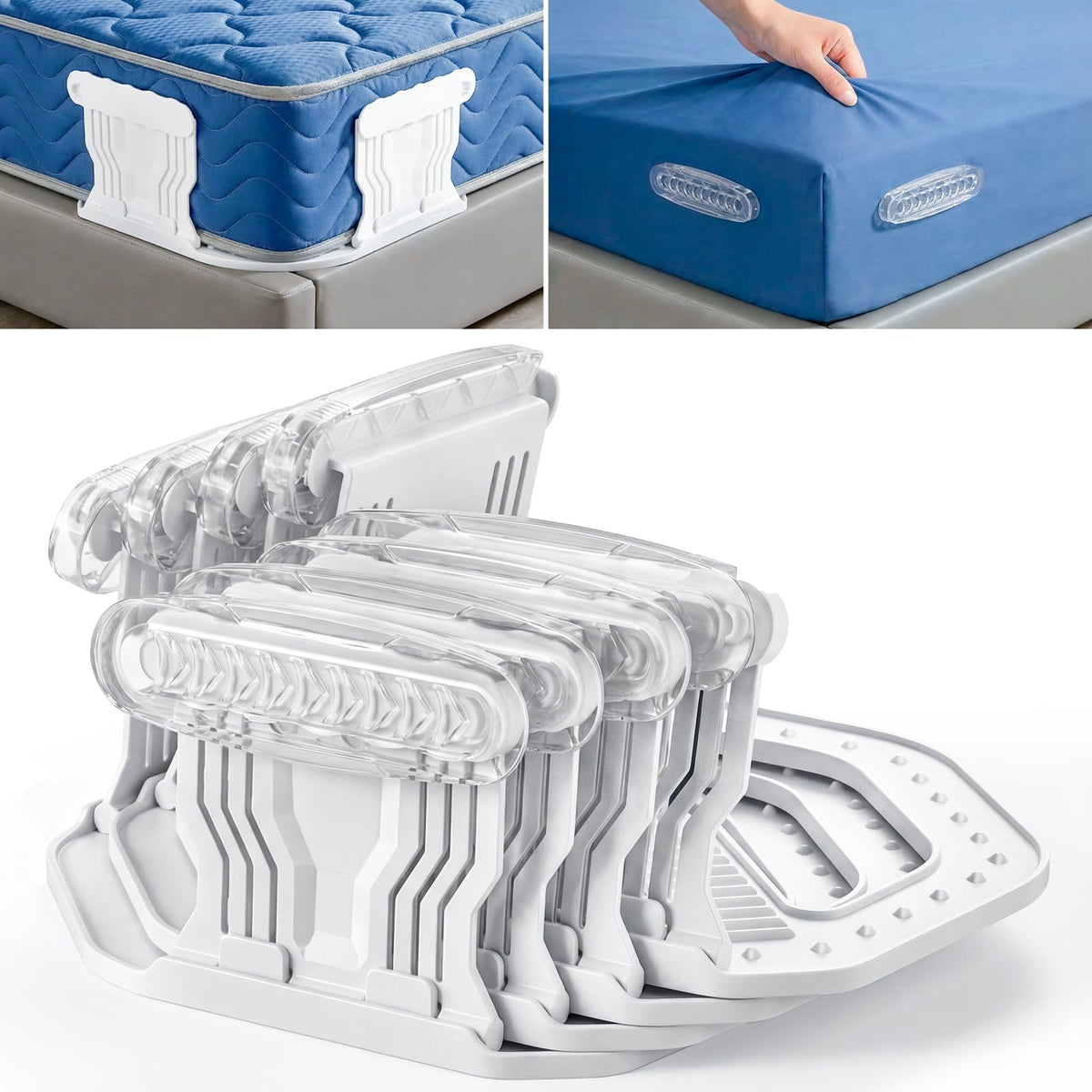 WIBWIDOCS bed sheet holders set in white for corner security and tidy bedding