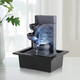 WICHEMI tabletop water fountain dimensions 10.6 by 9.1 by 6.9 inches for fitting spaces.