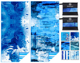 Widdonen beach towel folded to pocket size, perfect for travel.