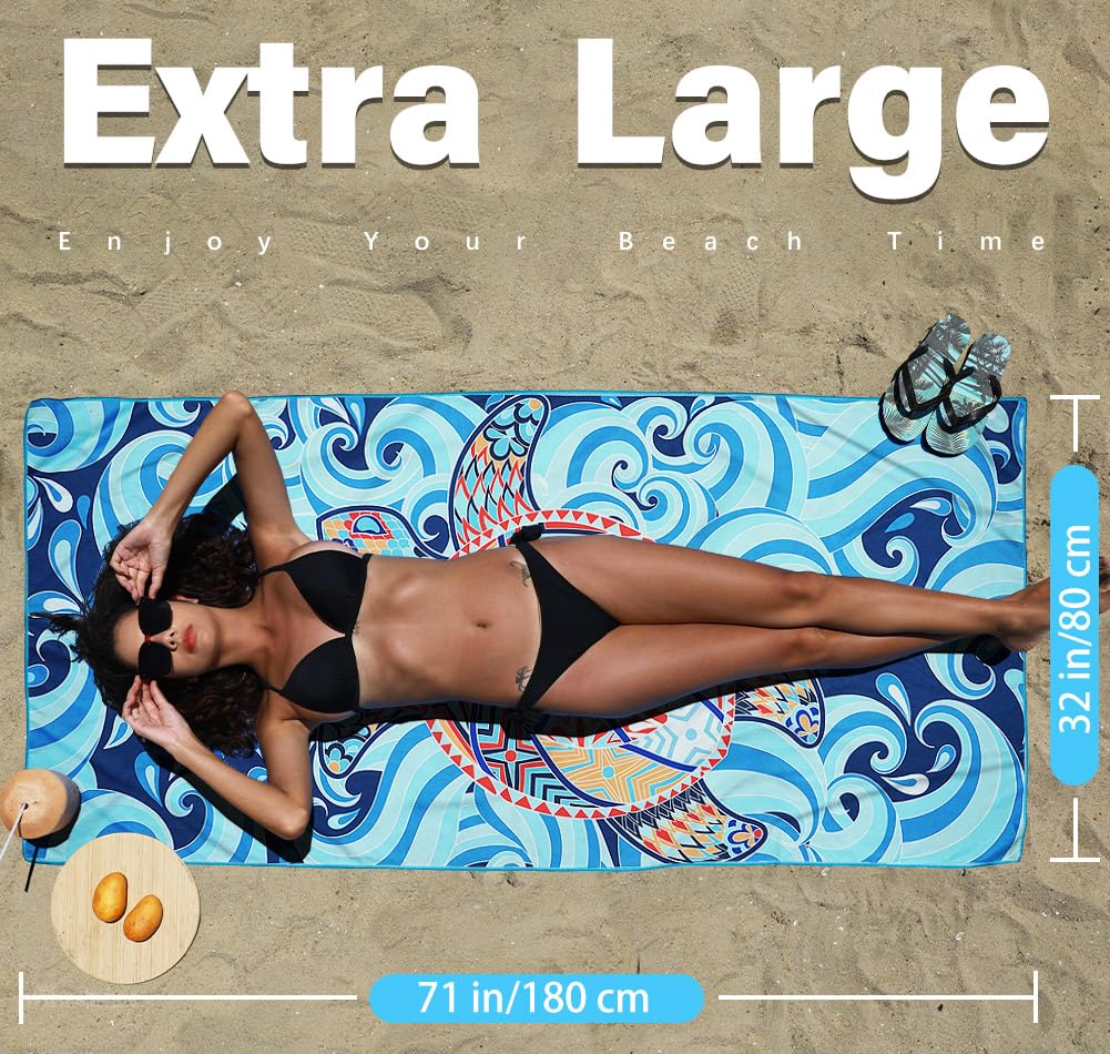 Widdonen microfiber beach towel quick-dry absorbent material dries quickly after swimming.