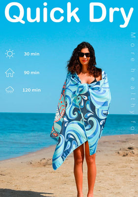 Widdonen microfiber beach towel large size covers more surface while lounging by the pool.