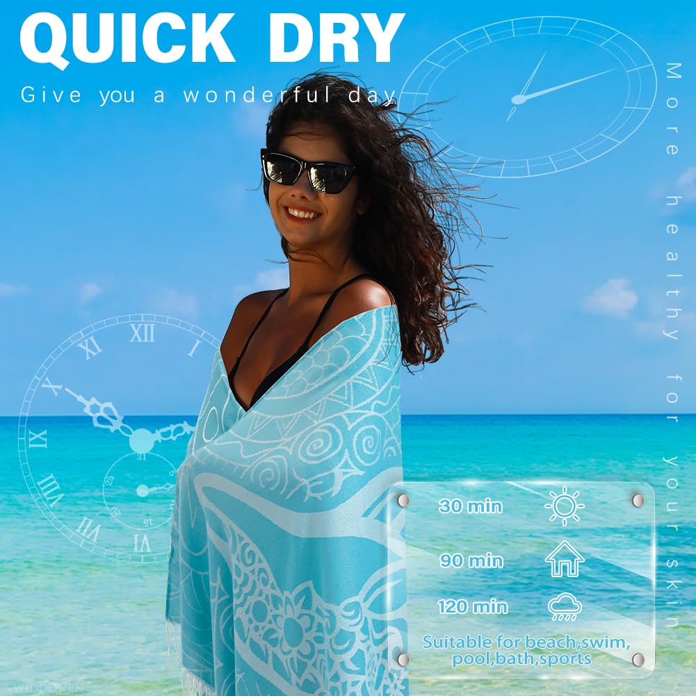 Widdonen oversized towel spread on sun-lounger for ample coverage