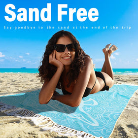 Widdonen sand-free beach towel folds compactly for travel