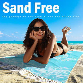 Widdonen sand-free beach towel that shakes off sand easily.