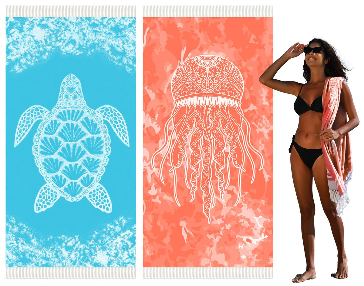 Widdonen thin Turkish beach towel 36x79 inches for comfortable beach lounging