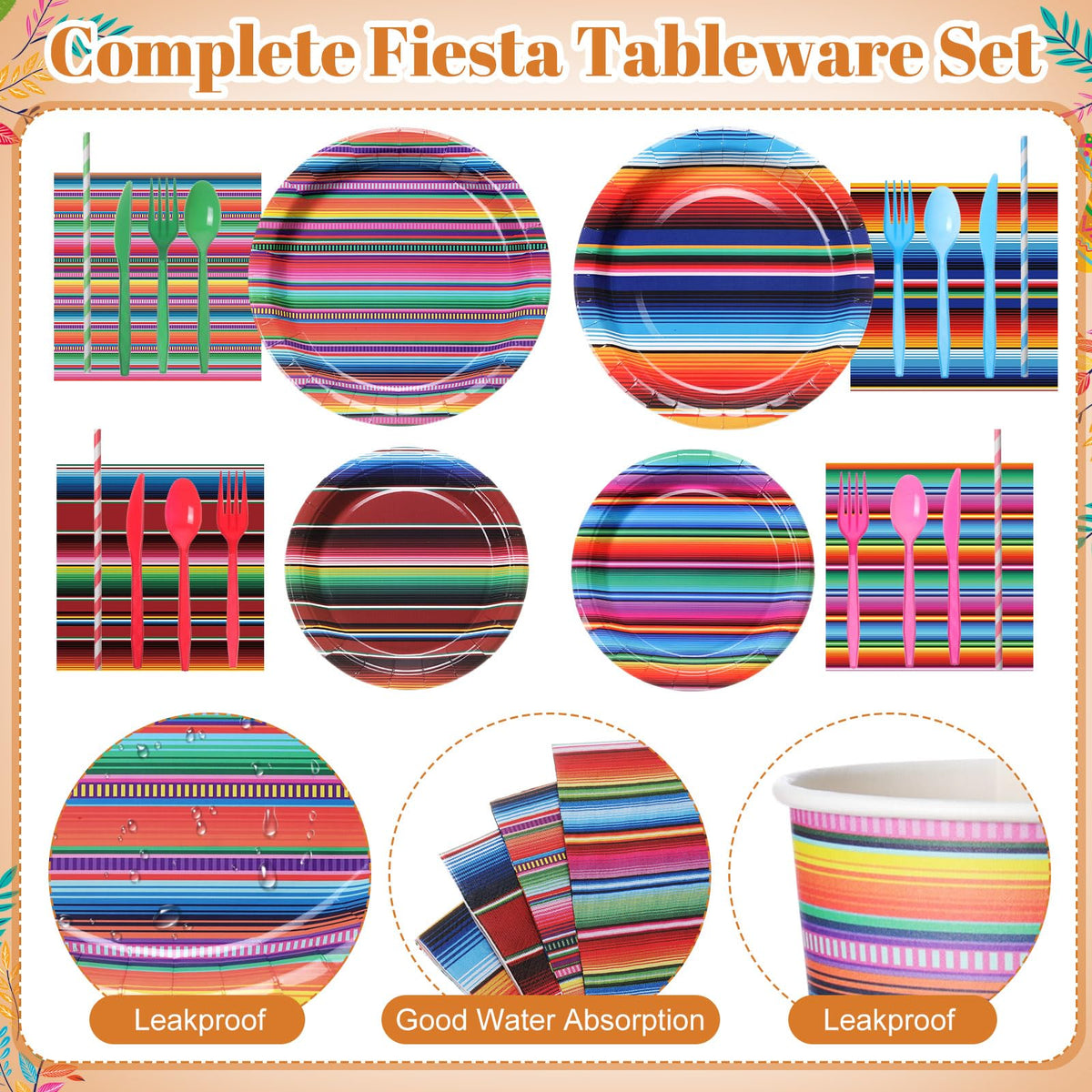 Widecook serape napkins multicolor enhance party decor and cleanup efficiency.