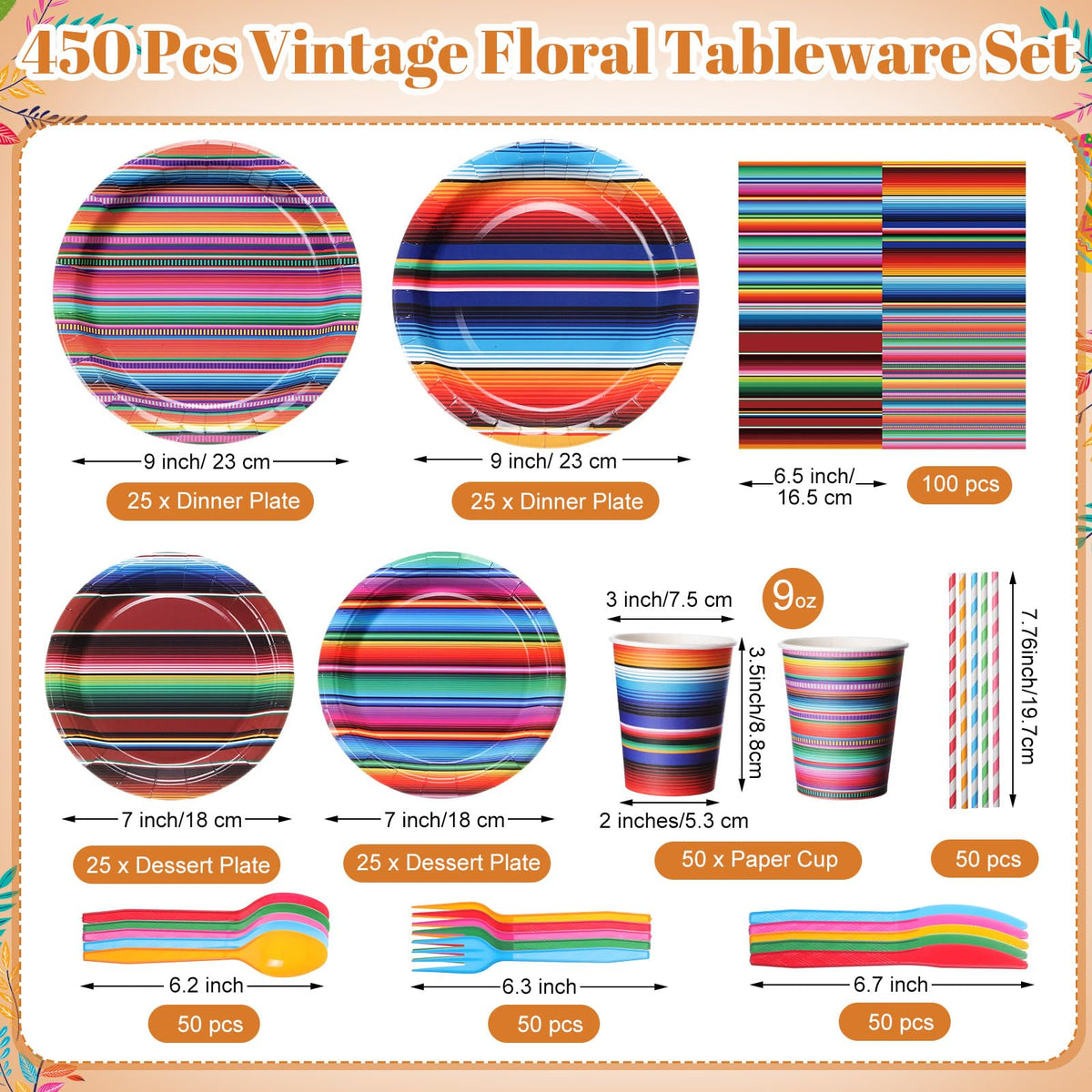 Widecook serape plates 7-inch with colorful pattern for appetizers.