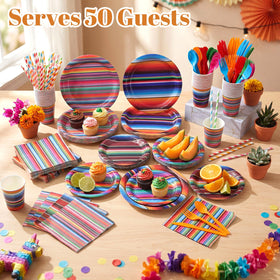Widecook serape straws pack adds color to beverages at any fiesta.