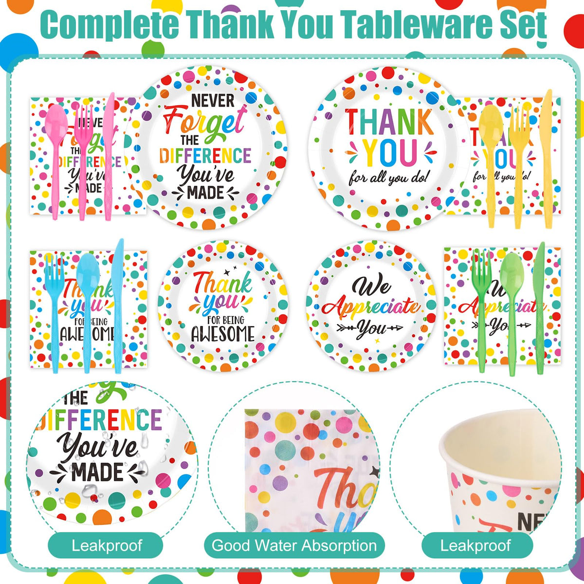 Widecook 9-inch plates for teacher appreciation events with festive polka dots