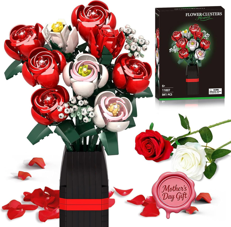 WIDELAND Mother's Day bouquet kit with petals and vase, easy DIY gift