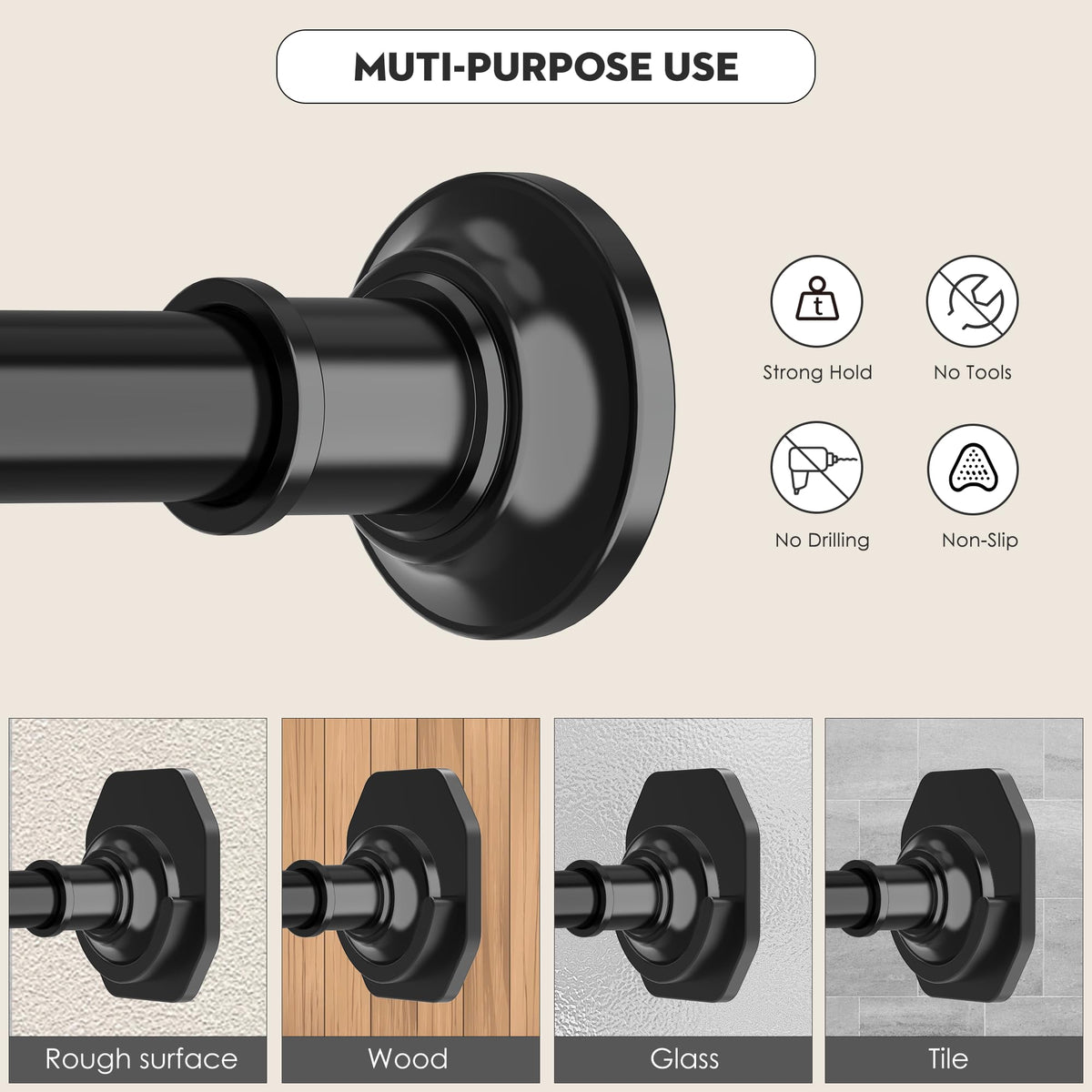 Widyana Outdoor Tension Rod adjustable mechanism demonstrates easy length tuning