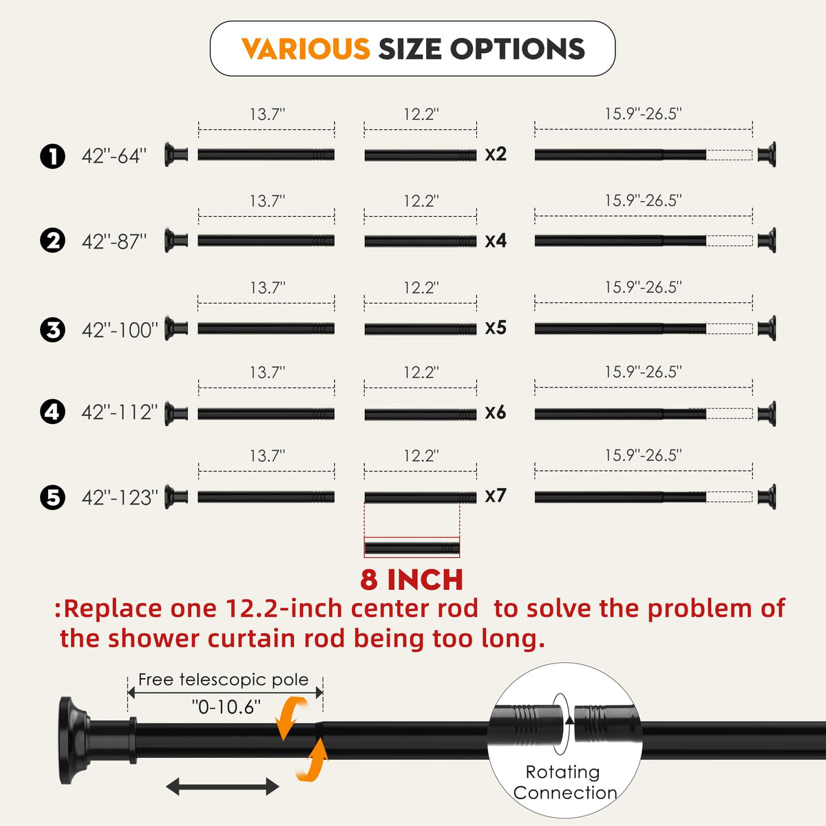 Widyana Outdoor Tension Rod end pads protect surfaces during use