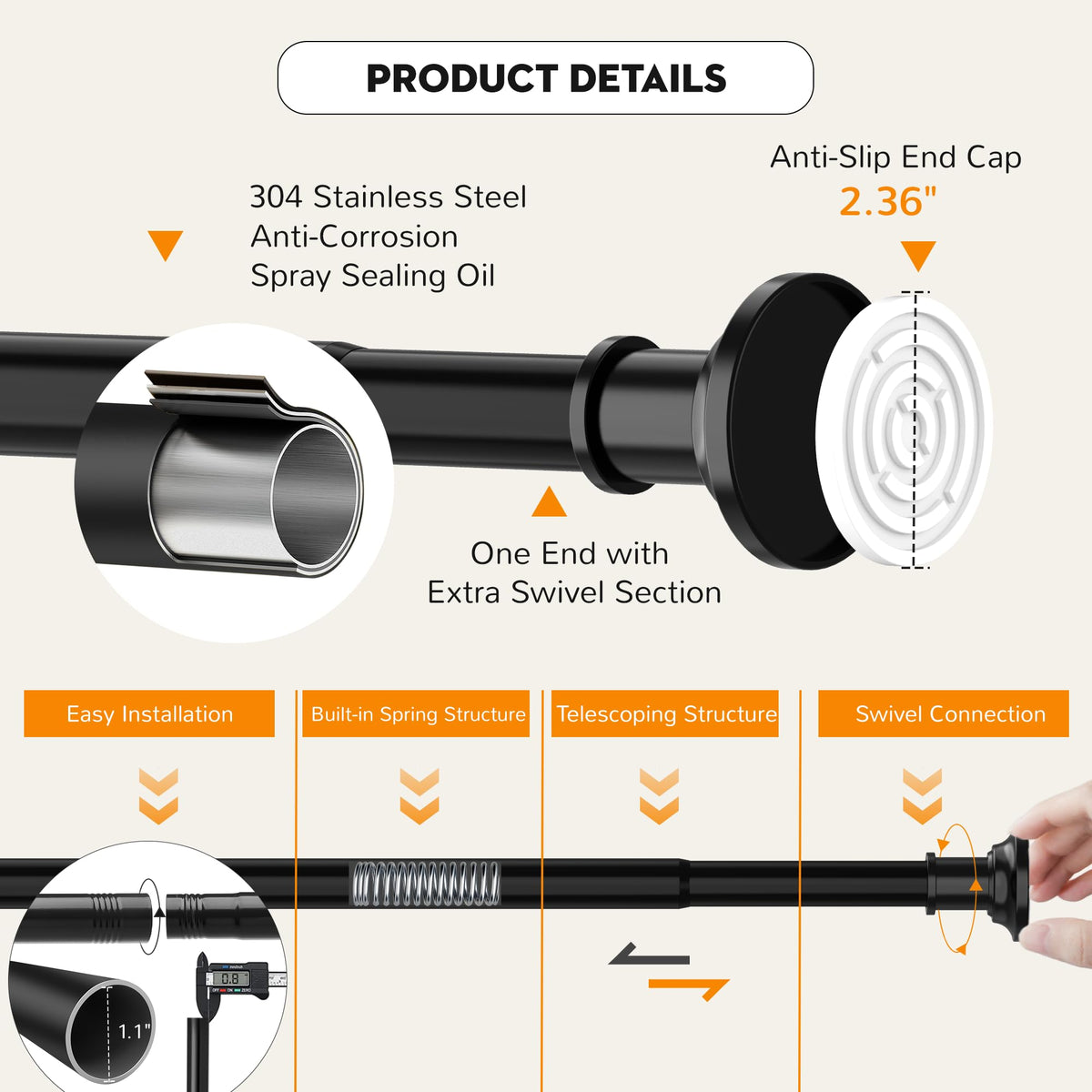 Widyana Outdoor Tension Rod in patio setting shows versatile privacy