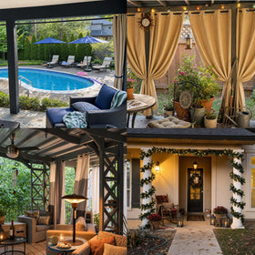Widyana patio curtain rod providing privacy in outdoor spaces