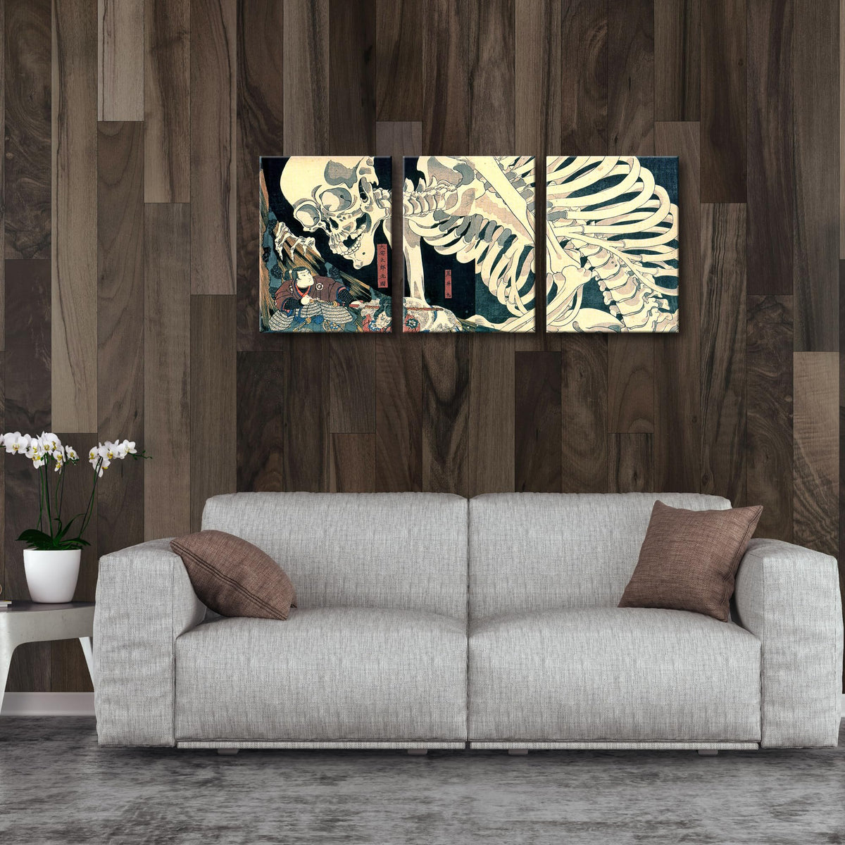 Wieco Art Witch and Skeleton Ukiyo-E right panel adds depth to bedroom decor