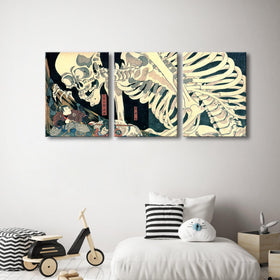 Wieco Art Witch and Skeleton Ukiyo-E room display shown in modern interior