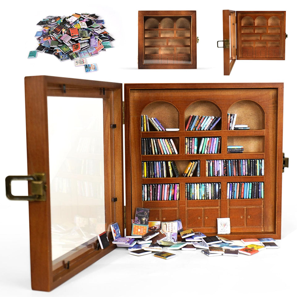 WifePro Anxiety Bookshelf front view showcasing handcrafted mini library for calming desk decor.