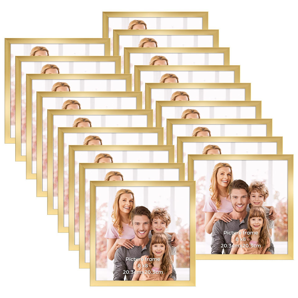 WIFTREY 18-set 8x8 gold frame for gallery-style wall display.