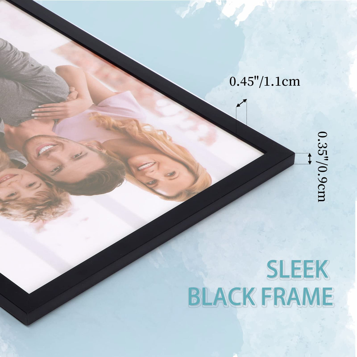 WIFTREY durable composite frame with black finish complements photos and art.